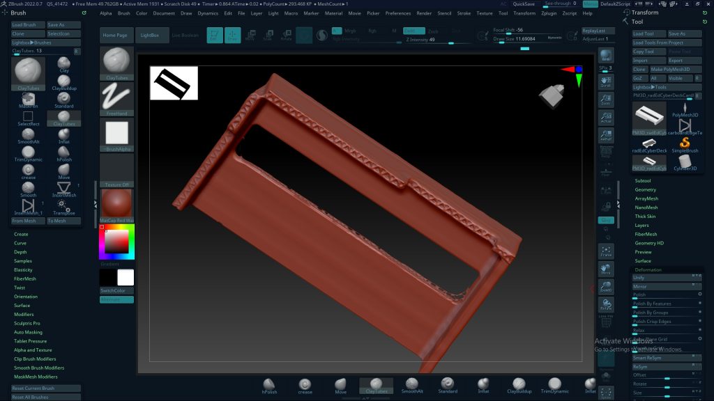 Corrugated edge tests in zbrush.